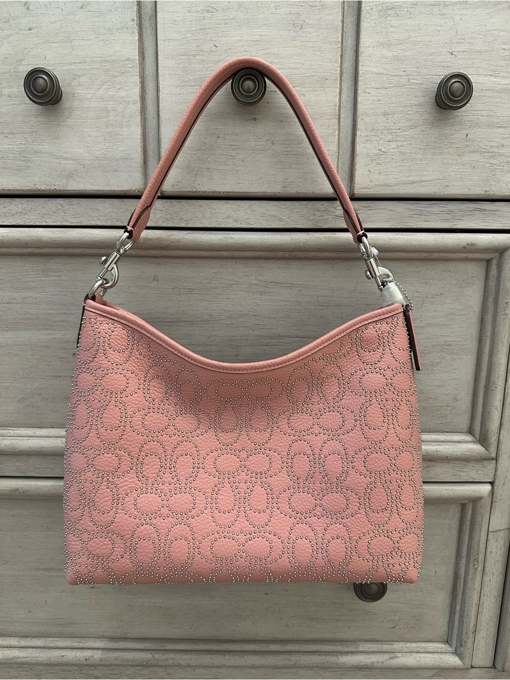 NWT Coach Pink Laurel Hobo With Rivets CX258